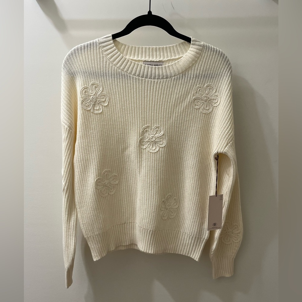 NWT Laura Ashley Floral Knit Sweater
